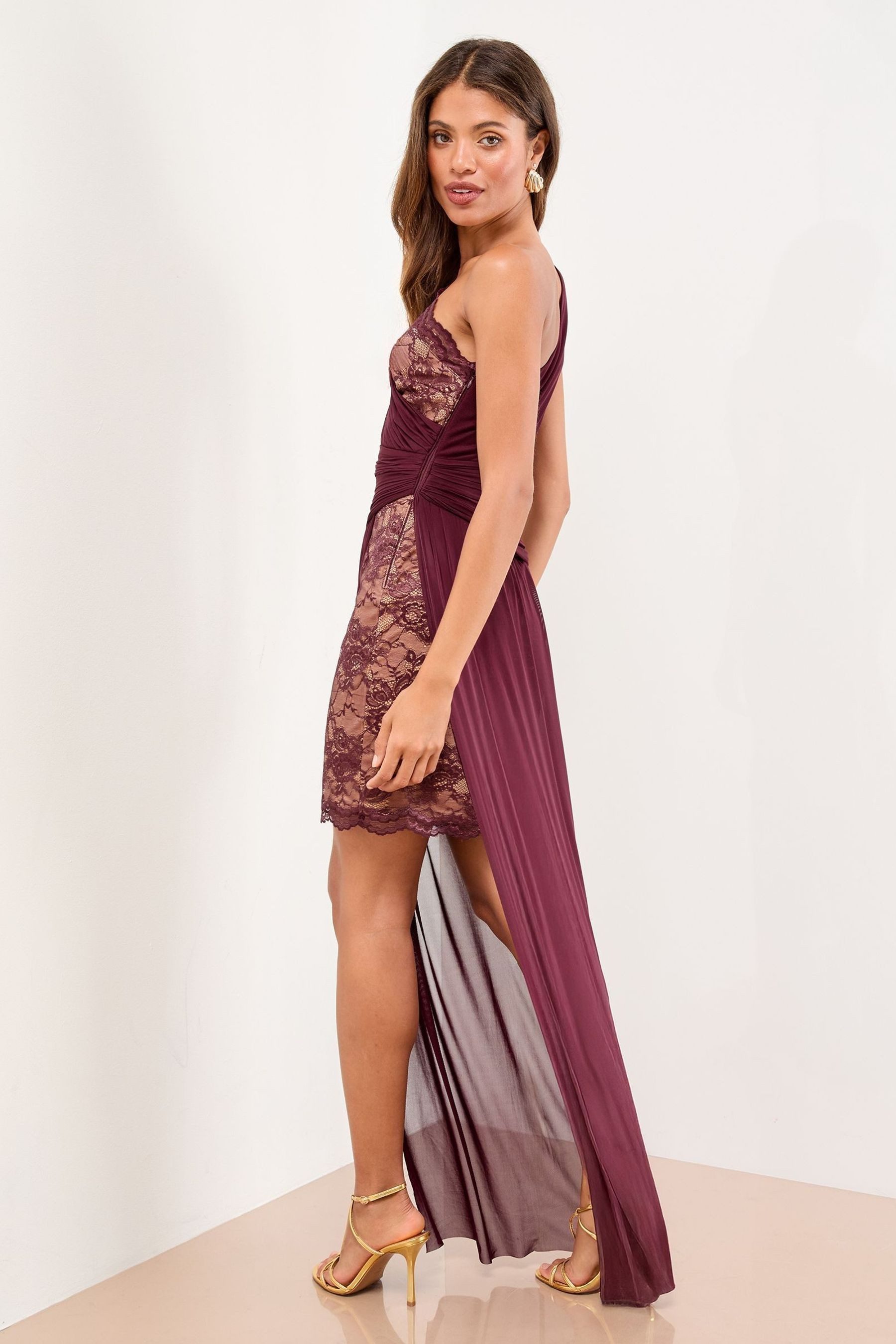 LIPSY One-Shoulder-Kleid Lipsy Maxikleid mit Spitze und Mesh, Regular (1-tl günstig online kaufen