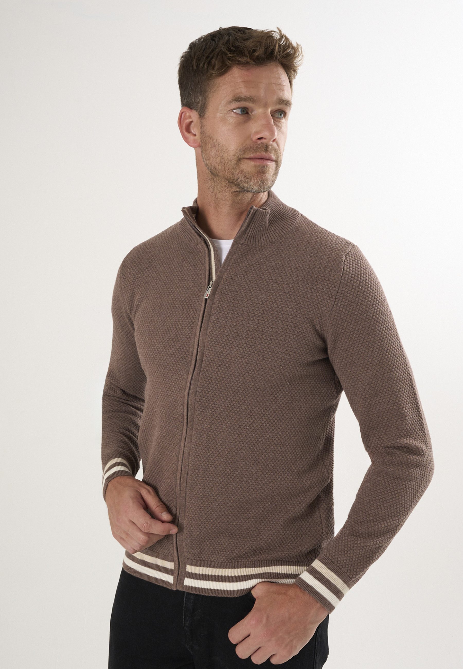 Felix Hardy Strickjacke Strickjacke mit durchgehendem Reißverschluss