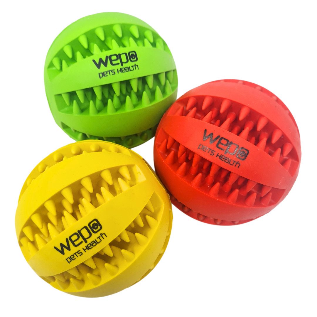 WEPO Kauball Hundespielzeug - Wurfball Hund - Verbessert Zahnfleisch & Zähne, (Set 3-tlg), Ø 7cm