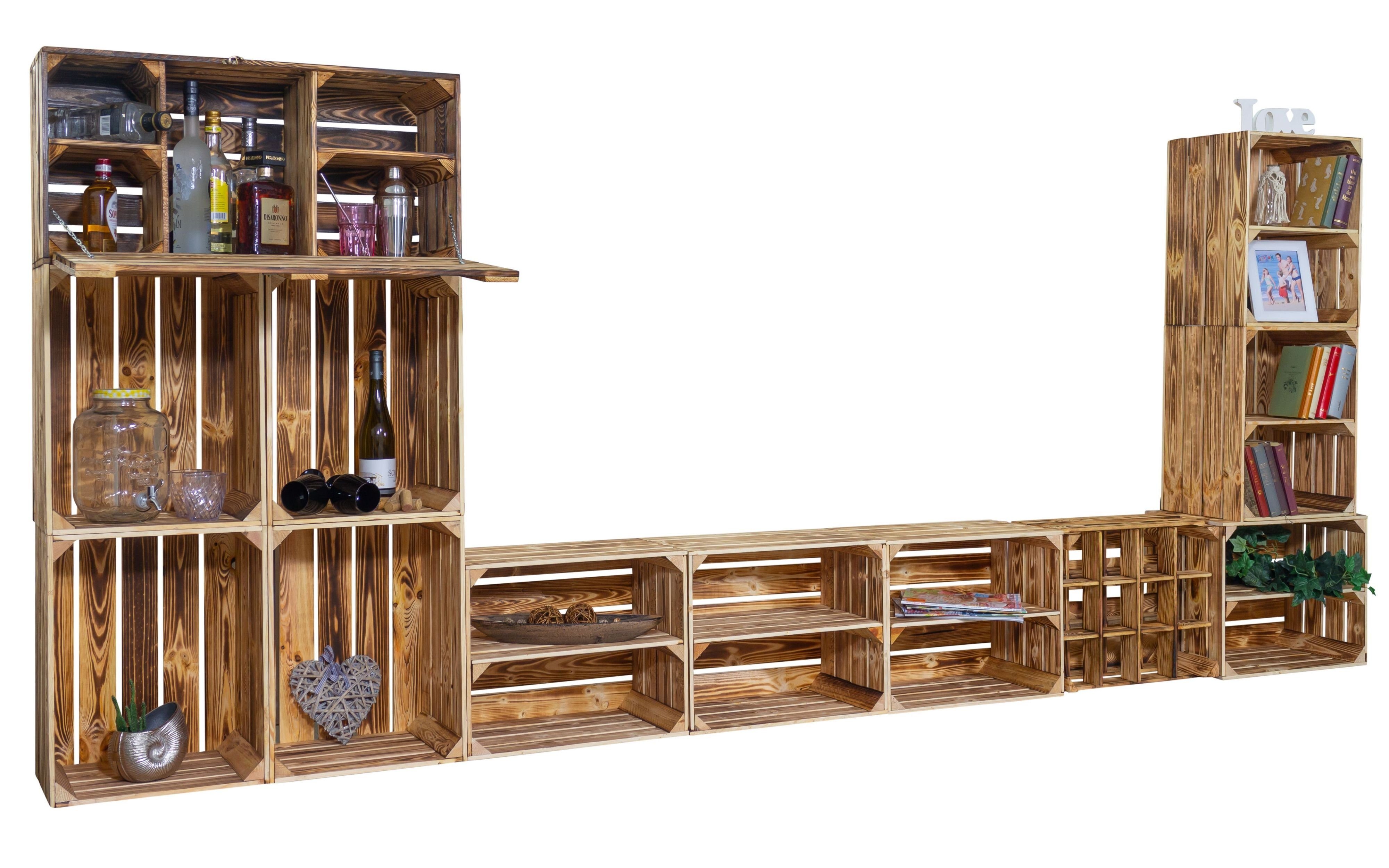 Kistenkolli Altes Land Allzweckkiste TV-Board Minibar "Sienna" Regal Wohnwand Mediawand Schrankwand Set (Spar-Set, 1er Set)