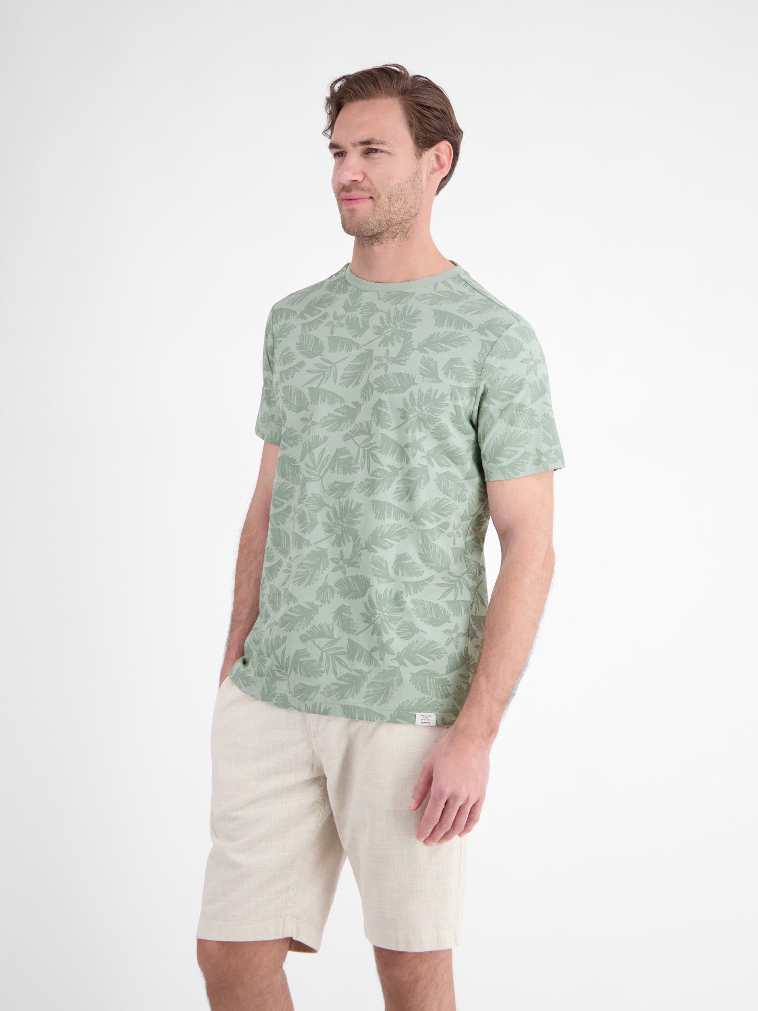 LERROS T-Shirt T-Shirt mit Rundkragen aus reiner Baumwolle mit Flower-Print