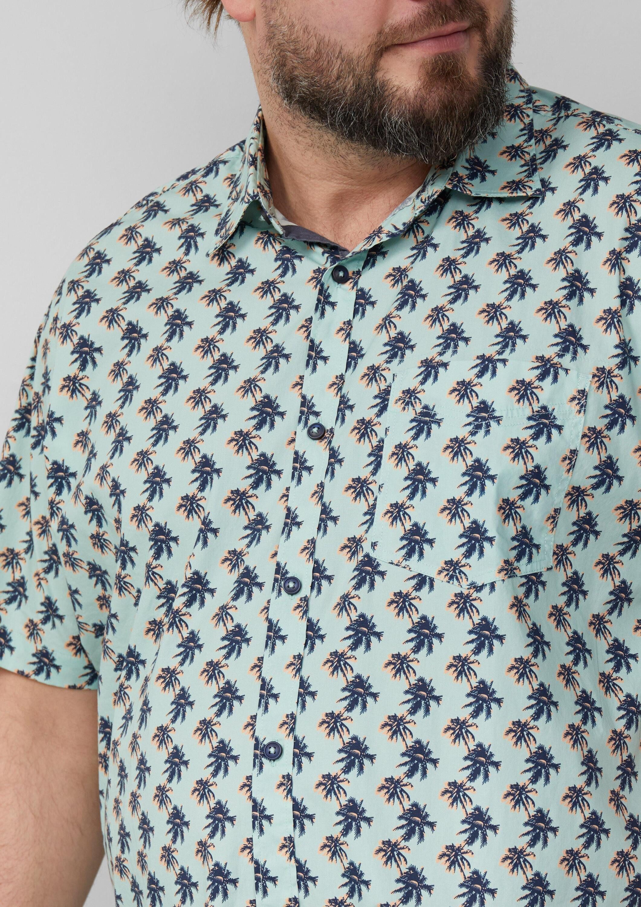 s.Oliver Kurzarmhemd Hemd Regular Fit: Gemustertes Kurzarmhemd aus Baumwollstretch