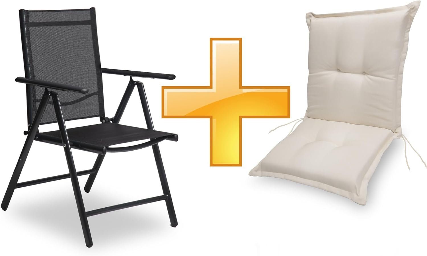 sunnypillow Gartenstuhl Set Gartenstuhl und Gartenstuhlauflage Niedriglehner Indoor / Outdoor, 100 x 50 x 9 cm Auflage wasserdicht UV-lichtecht