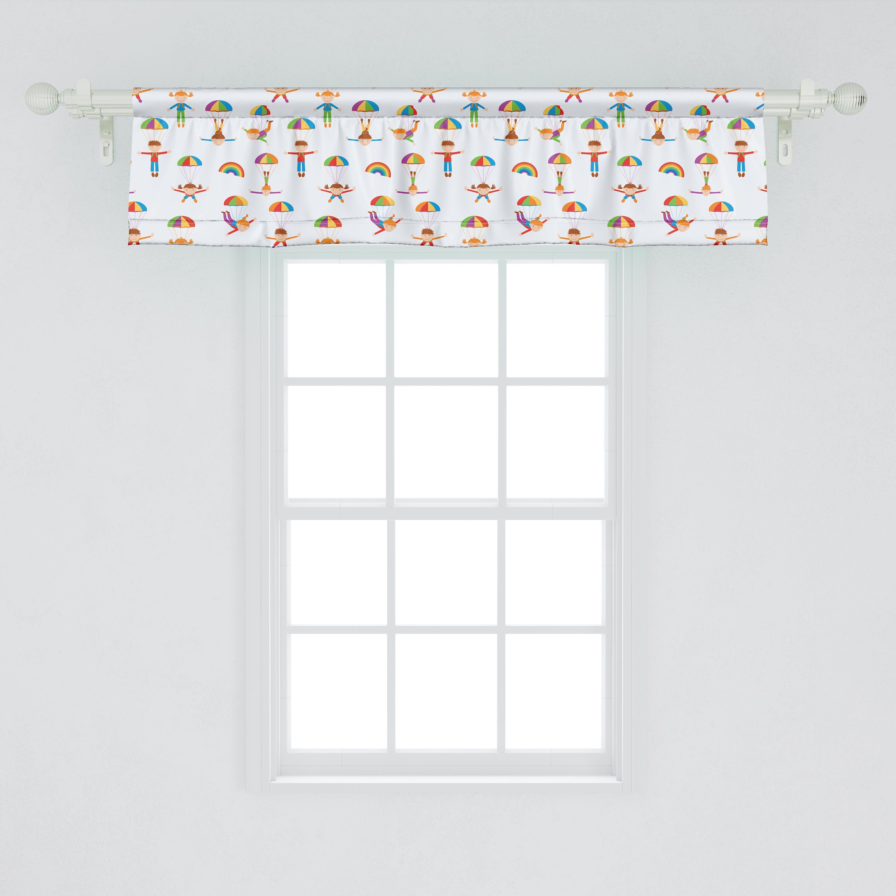 Schlafzimmer Scheibengardine Vorhang Jumping Küche mit Microfaser, für Stangentasche, Parachute Abakuhaus, Sport Dekor Kids Volant
