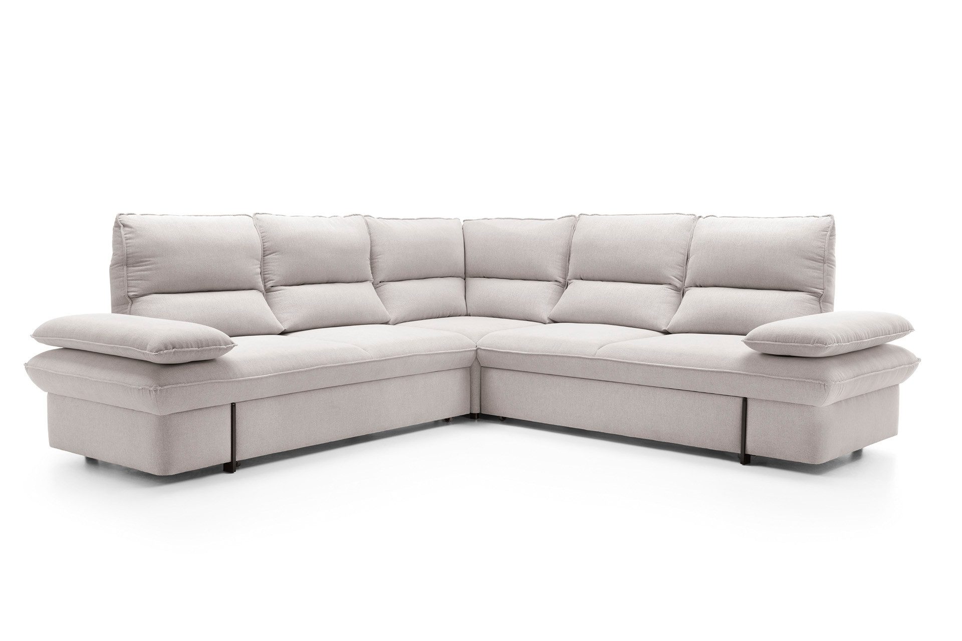 Goldstoff Ecksofa mit Schlaffunktion & Stauraum - Modernes Sofa in U Form - MORRIS Grau, mit Relaxfunktion