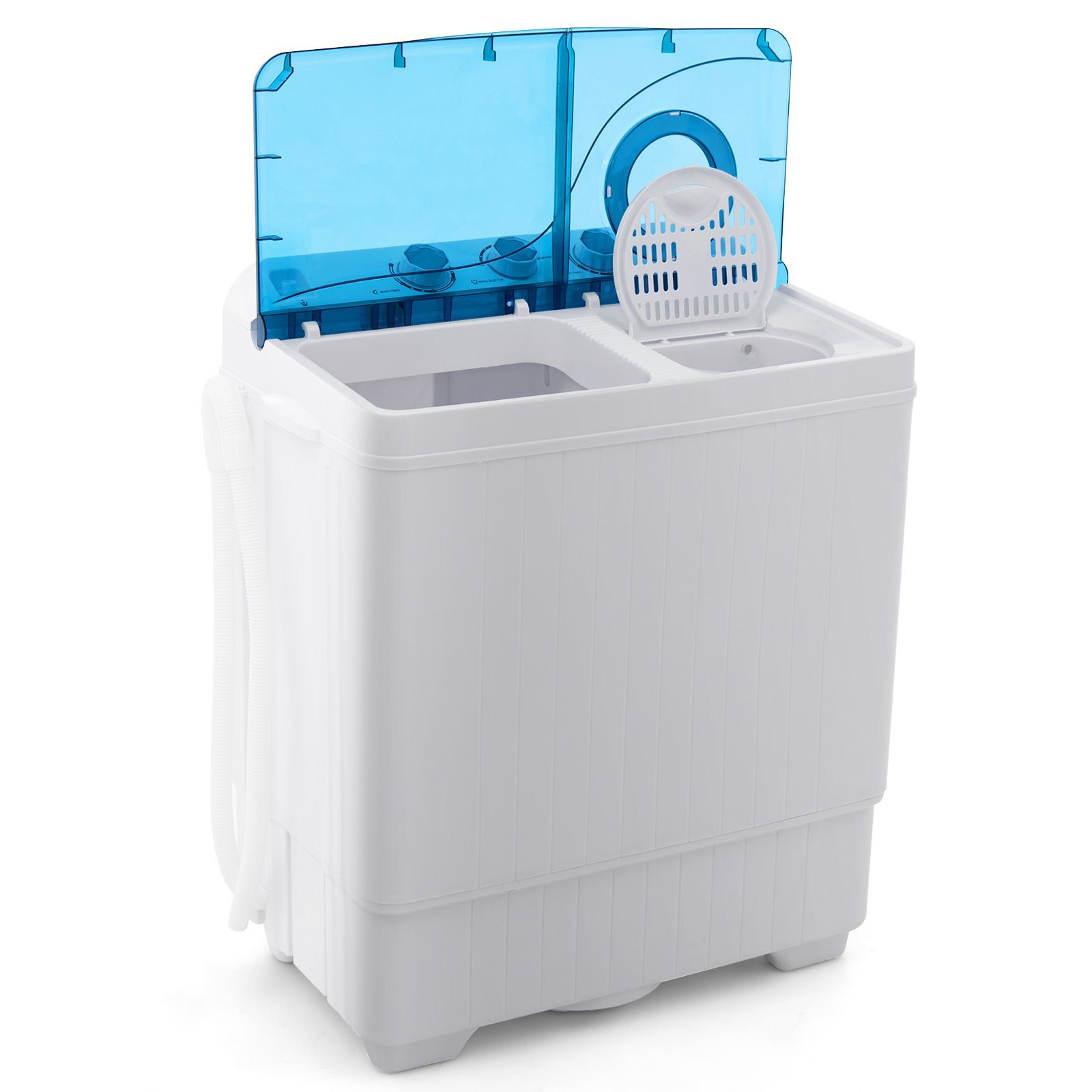 COSTWAY Waschmaschine Toplader 1320 kg, 6.5 FP10366DE/XPB65-2368S, Blau, U/min Weiß
