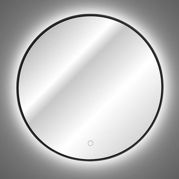 Lomadox Waschtisch-Set IRAKLIO-56, (Spar-Set, 2-St), mit 60cm Waschtisch und LED Spiegel schwarz in weiß matt 61/200/46 cm