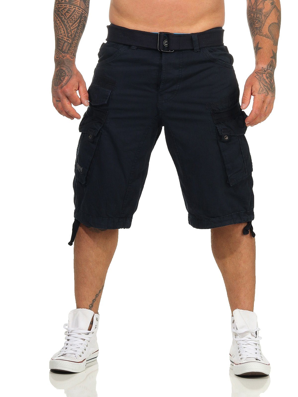 kurze navy abnehmbarem (mit Cargoshorts Shorts, unifarben Shorts camouflage Norway Gürtel) Herren Hose, Geographical / PANORAMIQUE