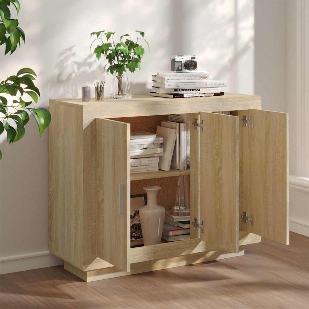 vidaXL Sideboard Sideboard Sonoma-Eiche 92x35x75 cm Holzwerkstoff (1 St) – Bild 3 von 5