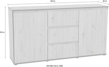 HELA Sideboard Ariana, mit angeschrägten Griffmulden, Breite 160 cm