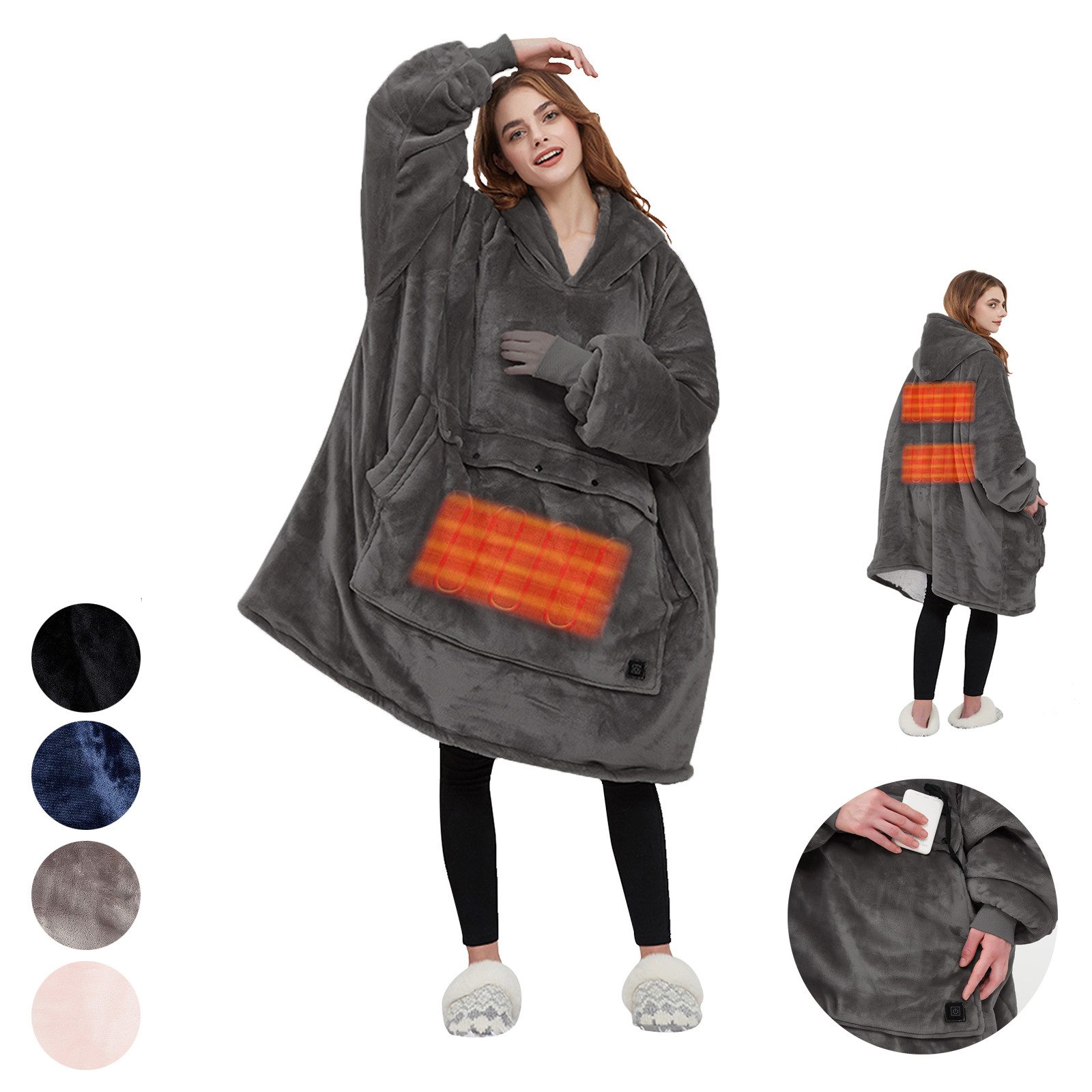 BTTO Fleeceponcho Tragbare Decke Flanell-Fleece Ärmeldecke günstig online kaufen