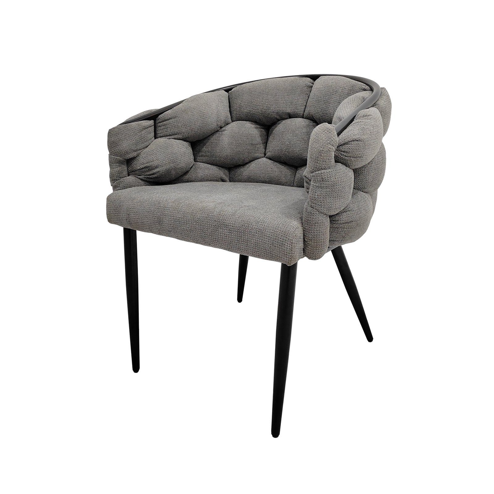 HTI-Living Esszimmerstuhl Stuhl Alsen Schwarz (Einzelstuhl, 1 St), Design Polsterstuhl schwarzes Metallgestell Grau