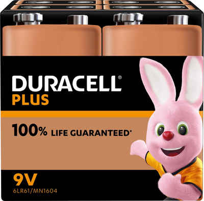 Duracell »Plus E-Block/6LR61« Batterie, 6LR61 (9 V, 4 St), 9V