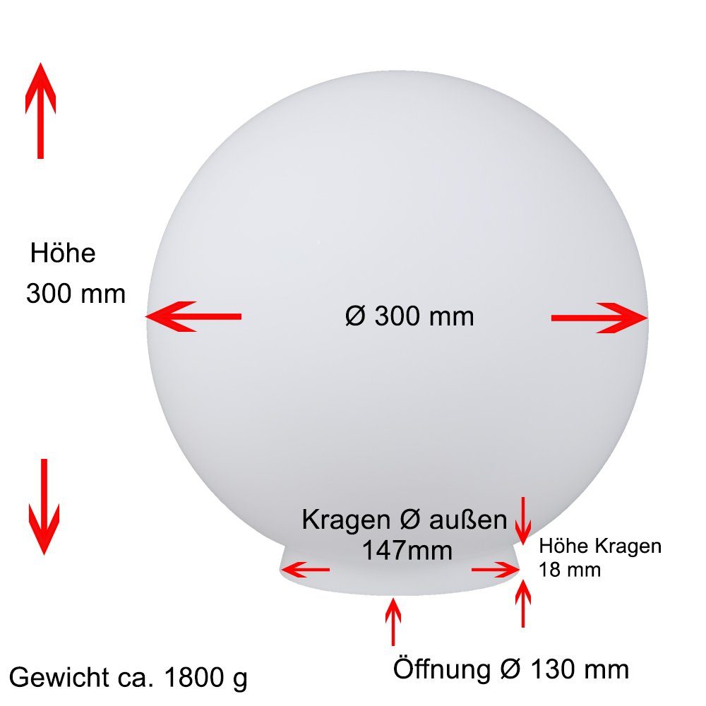 Home4Living Lampenschirm Kugelglas weiß matt Ø 300mm Lampenglas Ersatzglas mit Kragen, Dekorativ