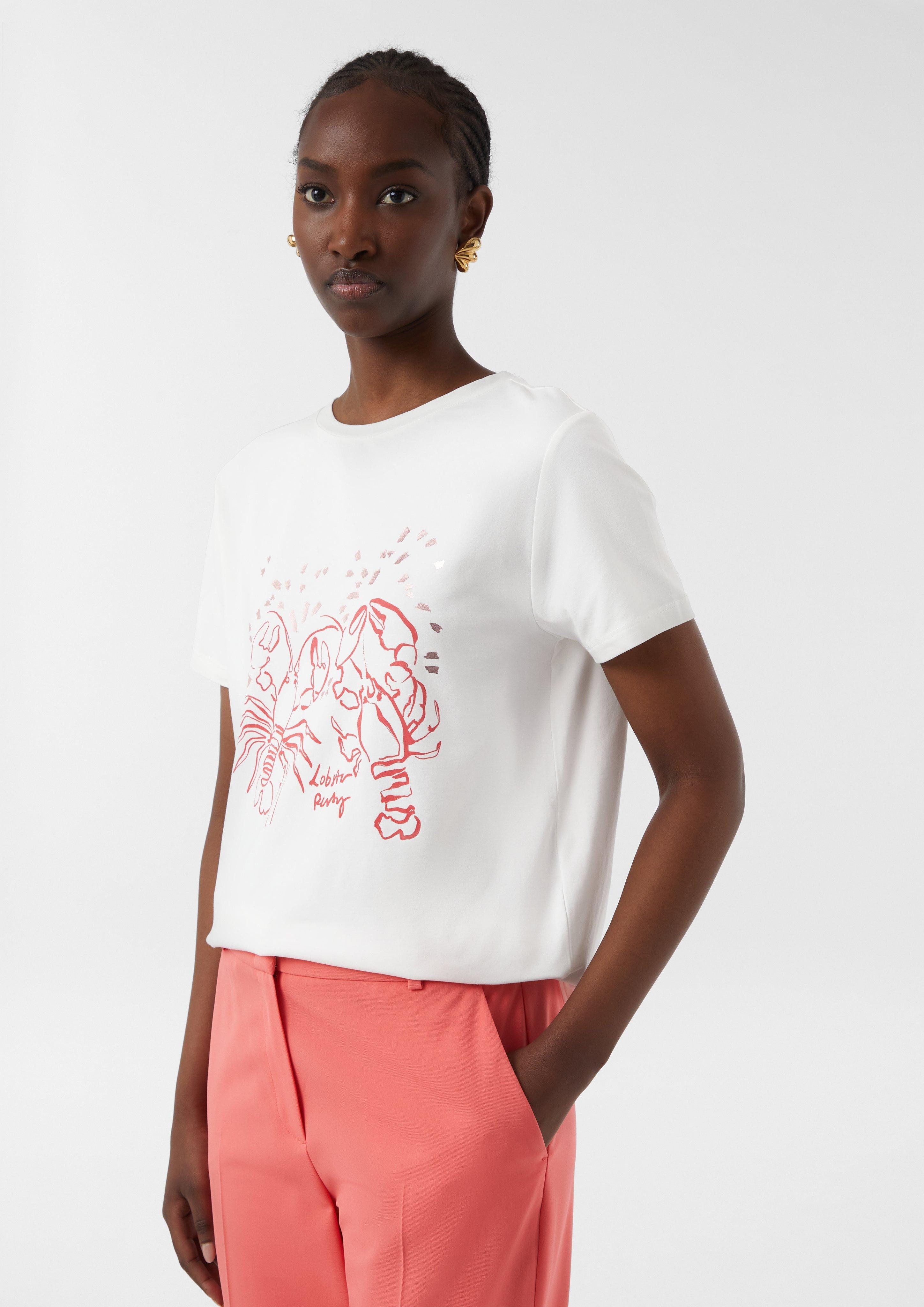 Comma Kurzarmshirt Jersey-T-Shirt mit Artwork Artwork günstig online kaufen