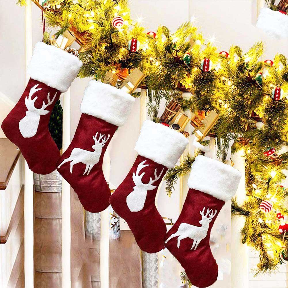 Rosnek Taschen, Weihnachtsstrümpfe Elch Weihnachtsgeschenk Socken, Weihnachtsdeko Geschenkfolie