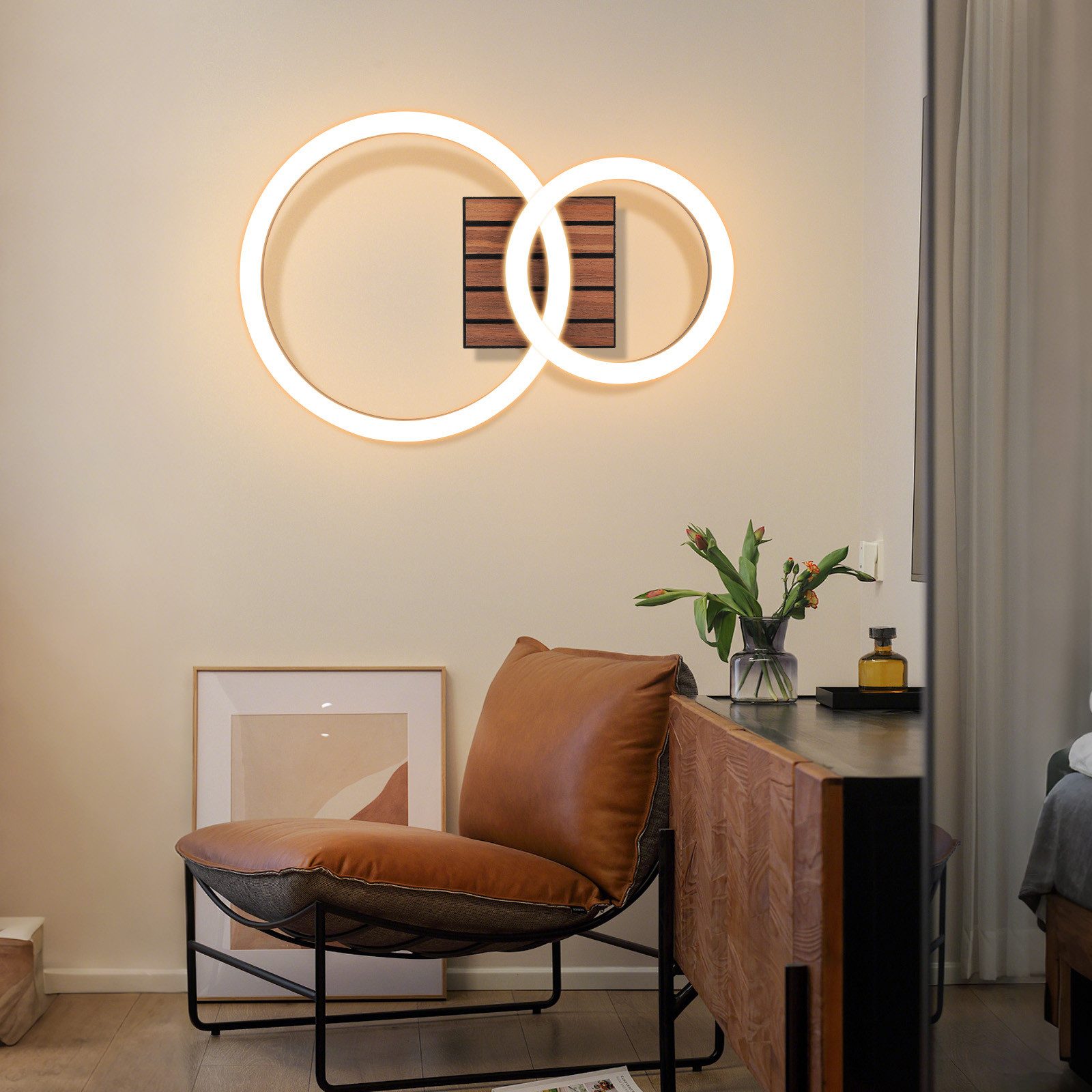 Nettlife LED Deckenleuchte Retro schwarz 14/21W eckig 3000K Warmweiß Design lampe Holz, LED fest integriert, für Küche Schlafzimmer Flur Wohnzimmer Bürolampe Zu – Bild 2 von 5