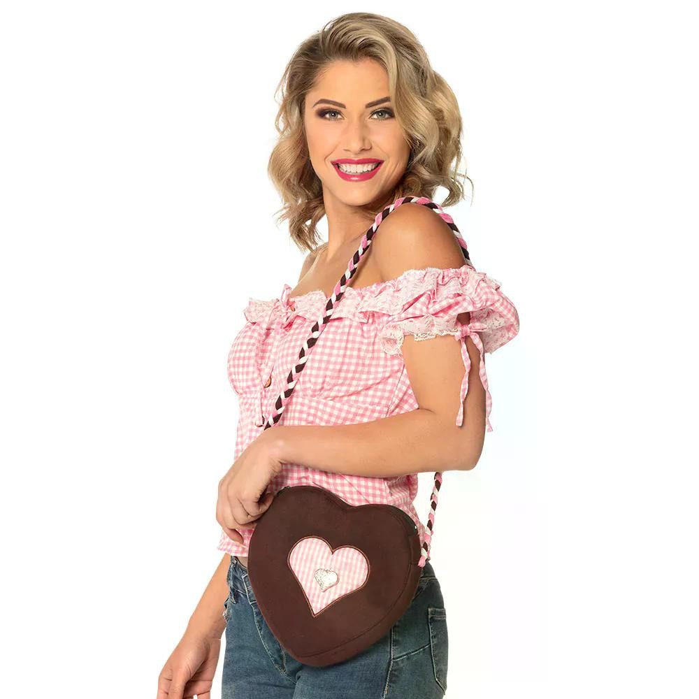Boland Trachten-Kostüm Umhängetasche Bierfest Herz Oktoberfest Trachtentasche 23 x 23 cm, Perfekt zum Dirndl oder Trachten-Outfit