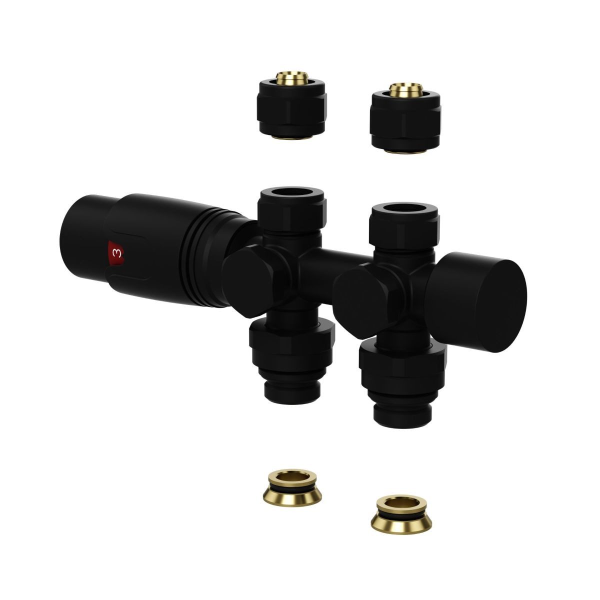 Belvit Regulierventil BV-HV8410, (1-tlg), Belvit Design Heizkörperventil Thermostat Schwarz matt für Wand-