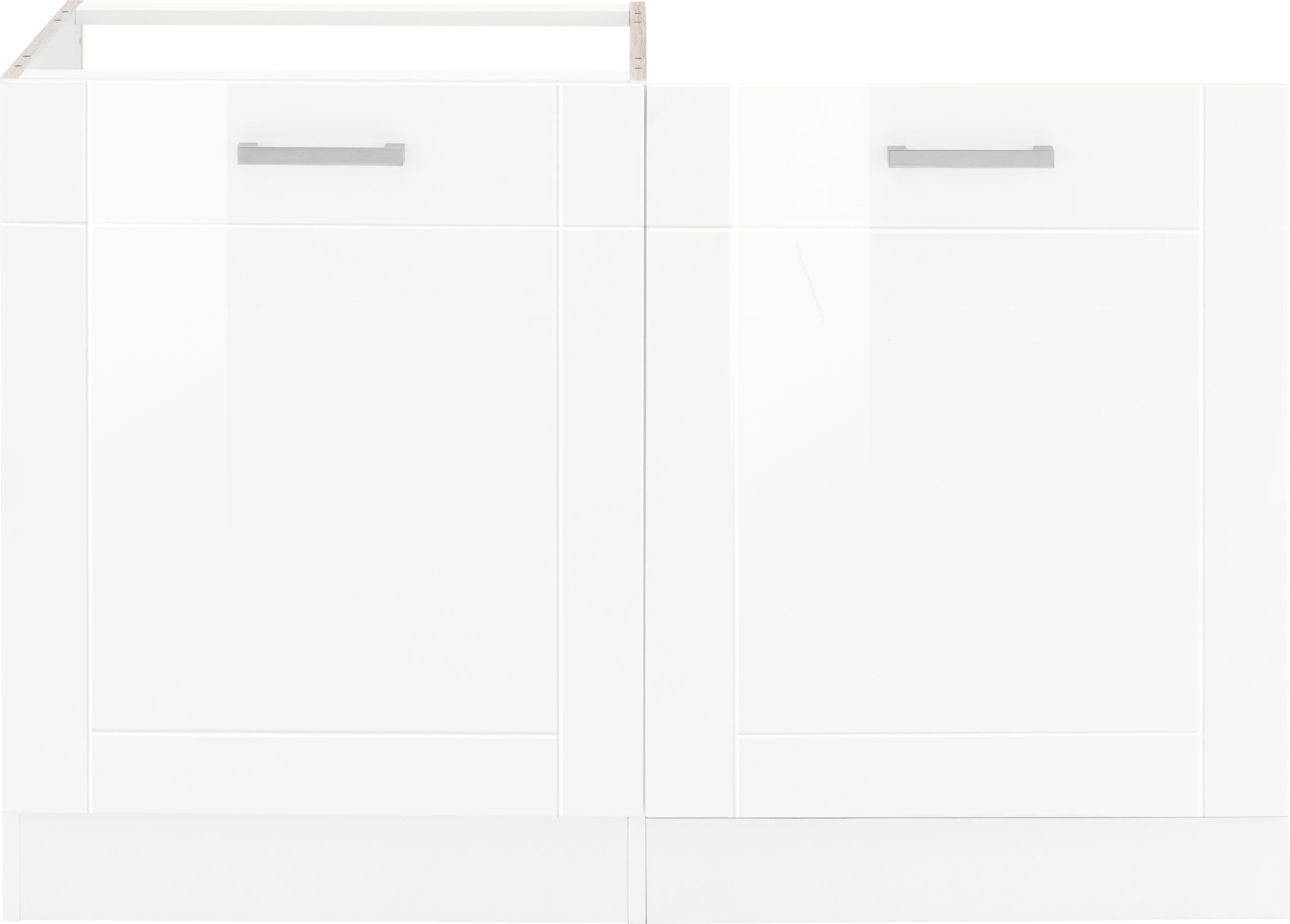 HELD MÖBEL | Tinnum weiß MDF-Fronten, cm inklusive Metallgriffe, 120 Einbauspüle breit, Spülenschrank weiß