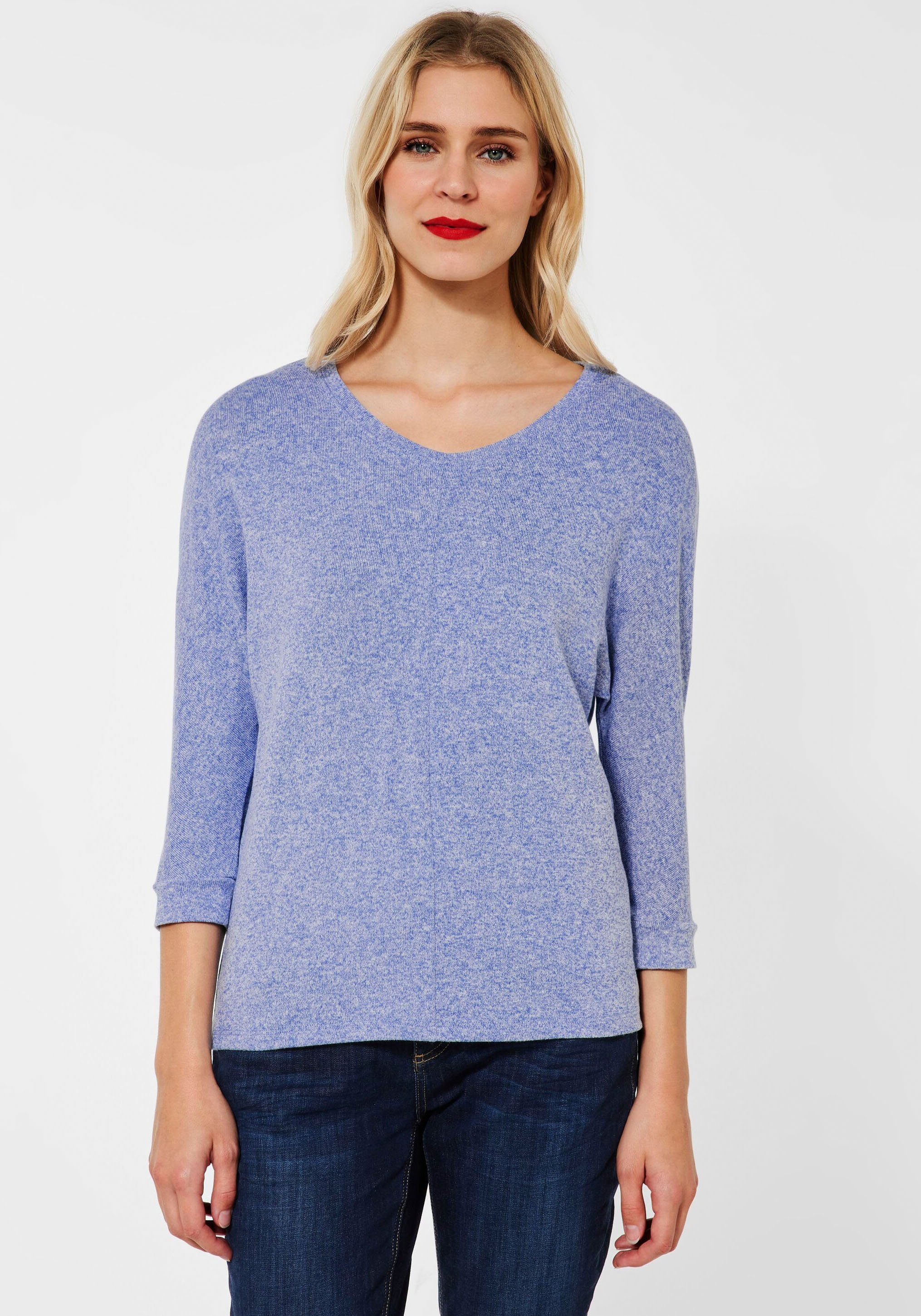 STREET ONE 3/4-Arm-Shirt Style Ellen in Melange-Optik dazzling blue melange | 