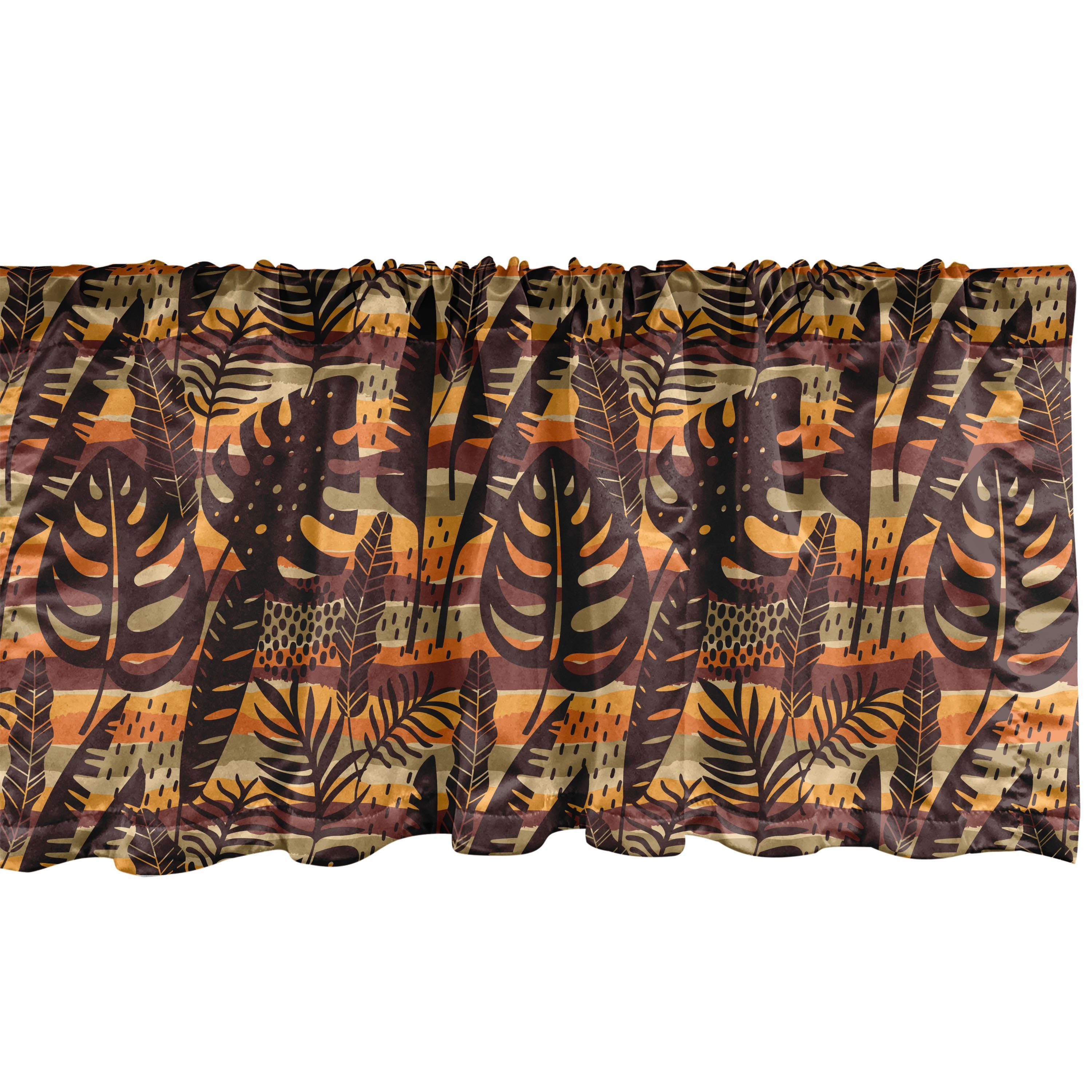 Scheibengardine Vorhang Volant für Küche Stangentasche, Schlafzimmer tropische Dekor Insel Sommer mit Abakuhaus, Blatt- Motiv Microfaser