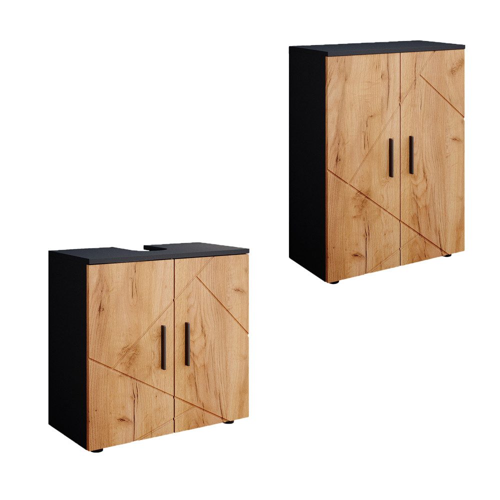 Vicco Badmöbel-Set Irma, Goldkraft Eiche/Anthrazit/Goldkraft Eiche, 2 Teile günstig online kaufen