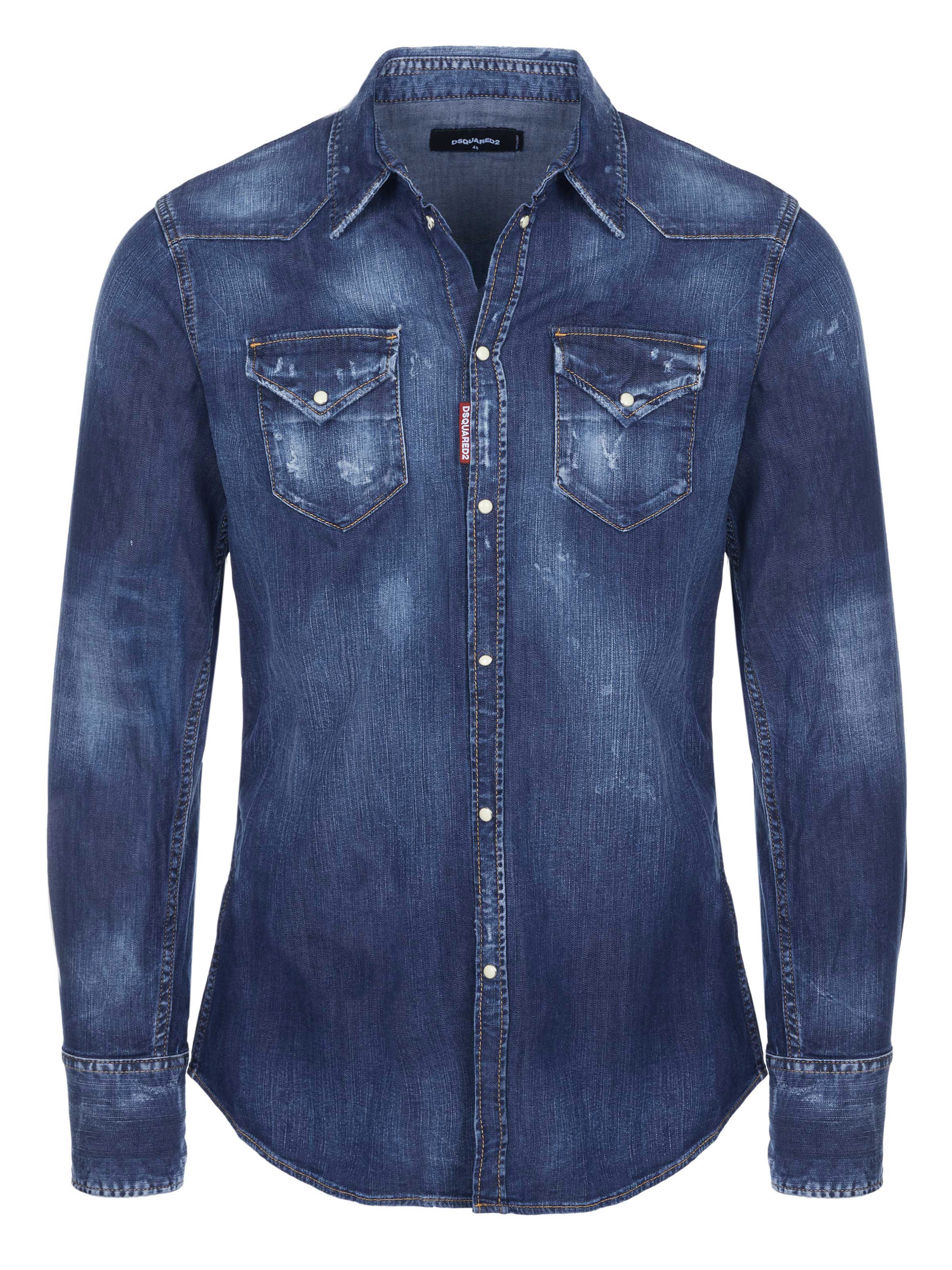 Dsquared2 Langarmhemd Dsquared2 Hemd Classic Western shirt navy