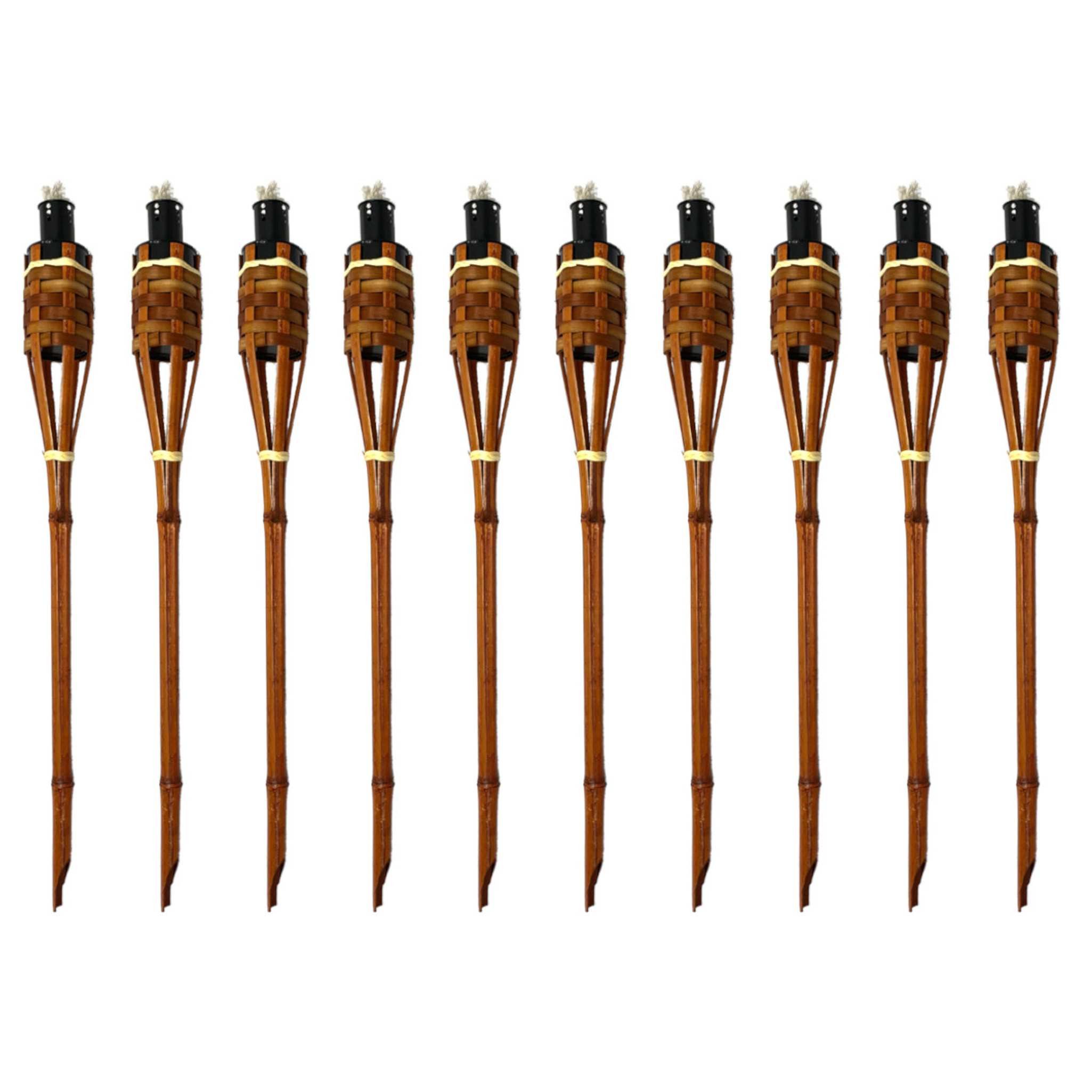 Moritz Dekoobjekt 10x Gartenfackel deluxe 60 cm dunkelbraun, Outdoor Fackel für Garten Gartendeko Ölfackel Bambusfackeln