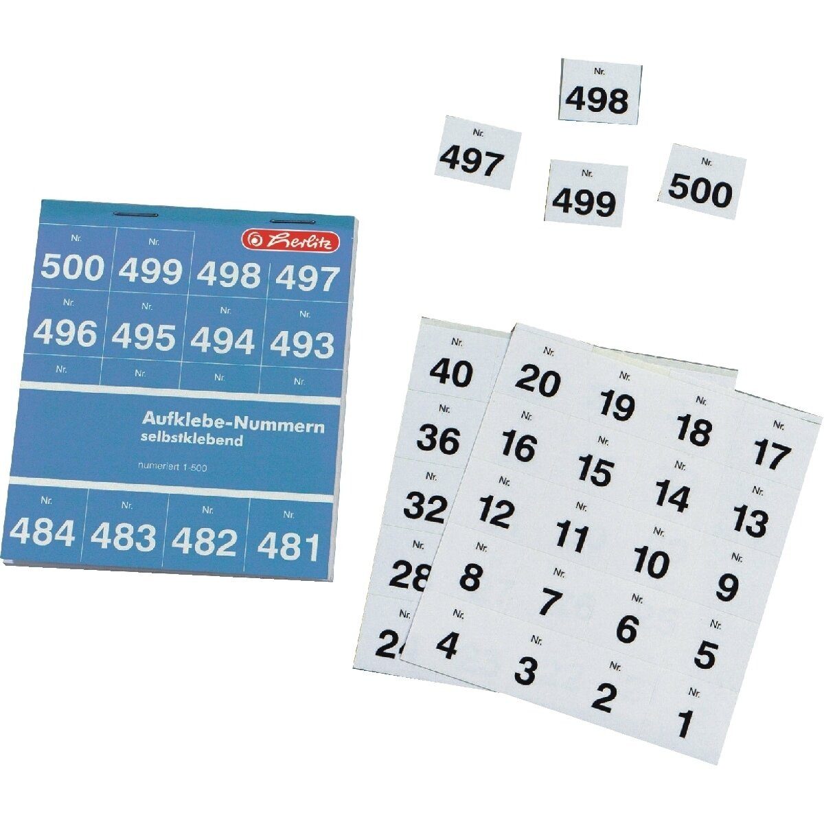 Herlitz Formularblock Aufklebenummern 1-500 weiß selbstklebend