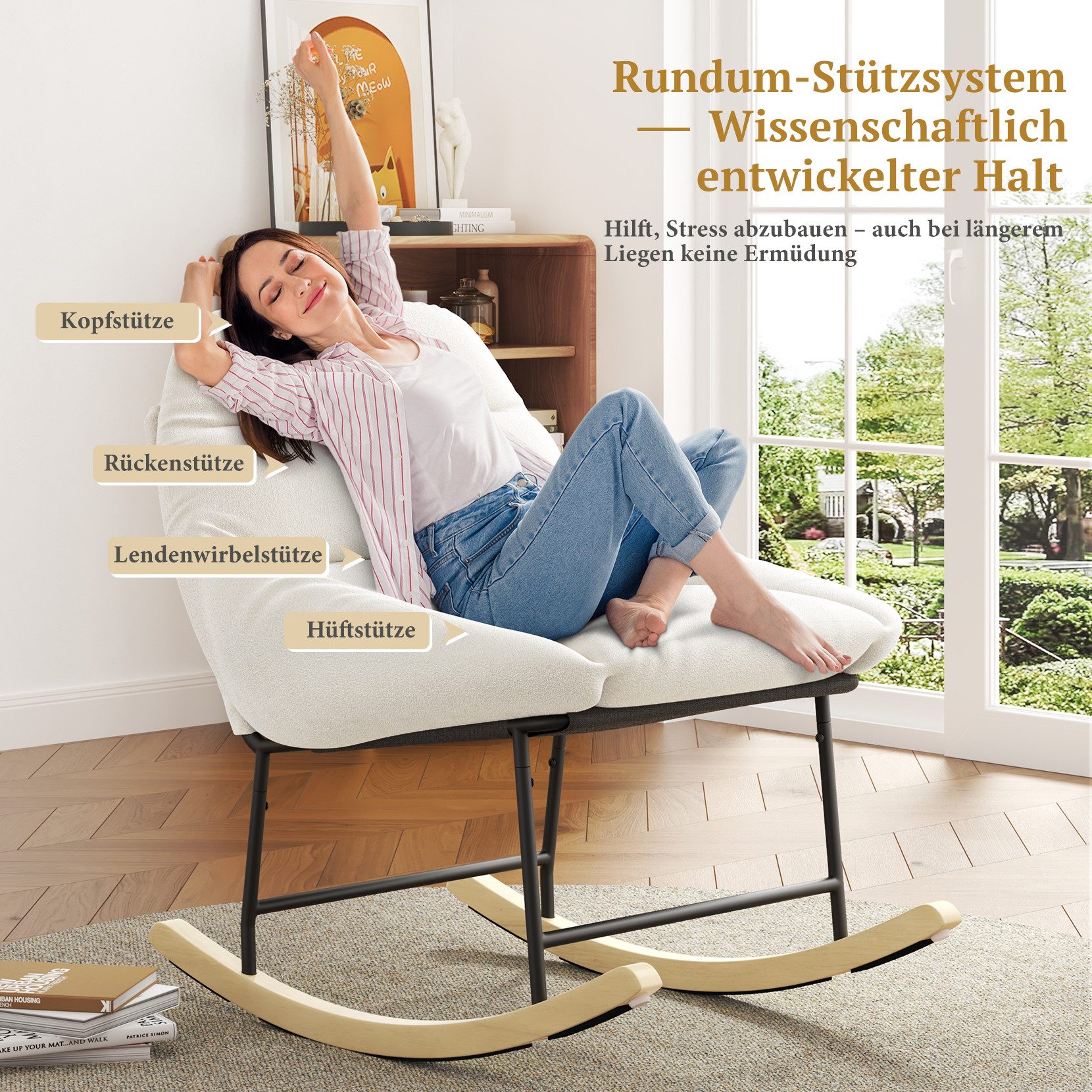 OUNUO Schaukelstuhl Bequemer Schaukelstuhl für das günstig online kaufen