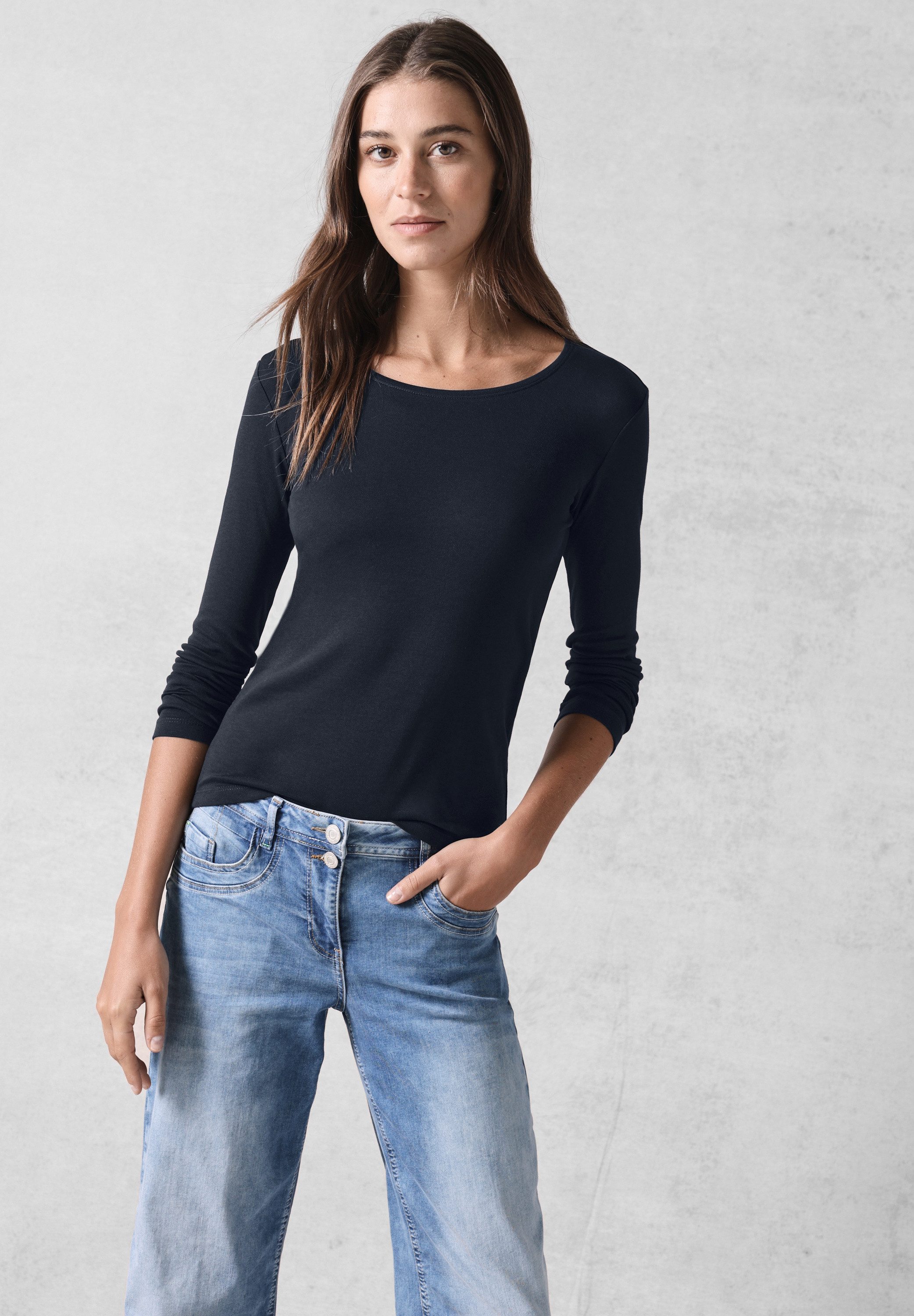 CECIL Langarmshirt aus reiner Baumwolle günstig online kaufen