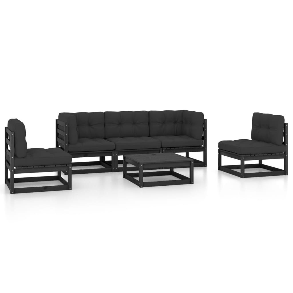 mit Kiefer Gartenlounge-Set Massivholz, vidaXL Kissen (1-tlg) 6-tlg. Garten-Lounge-Set