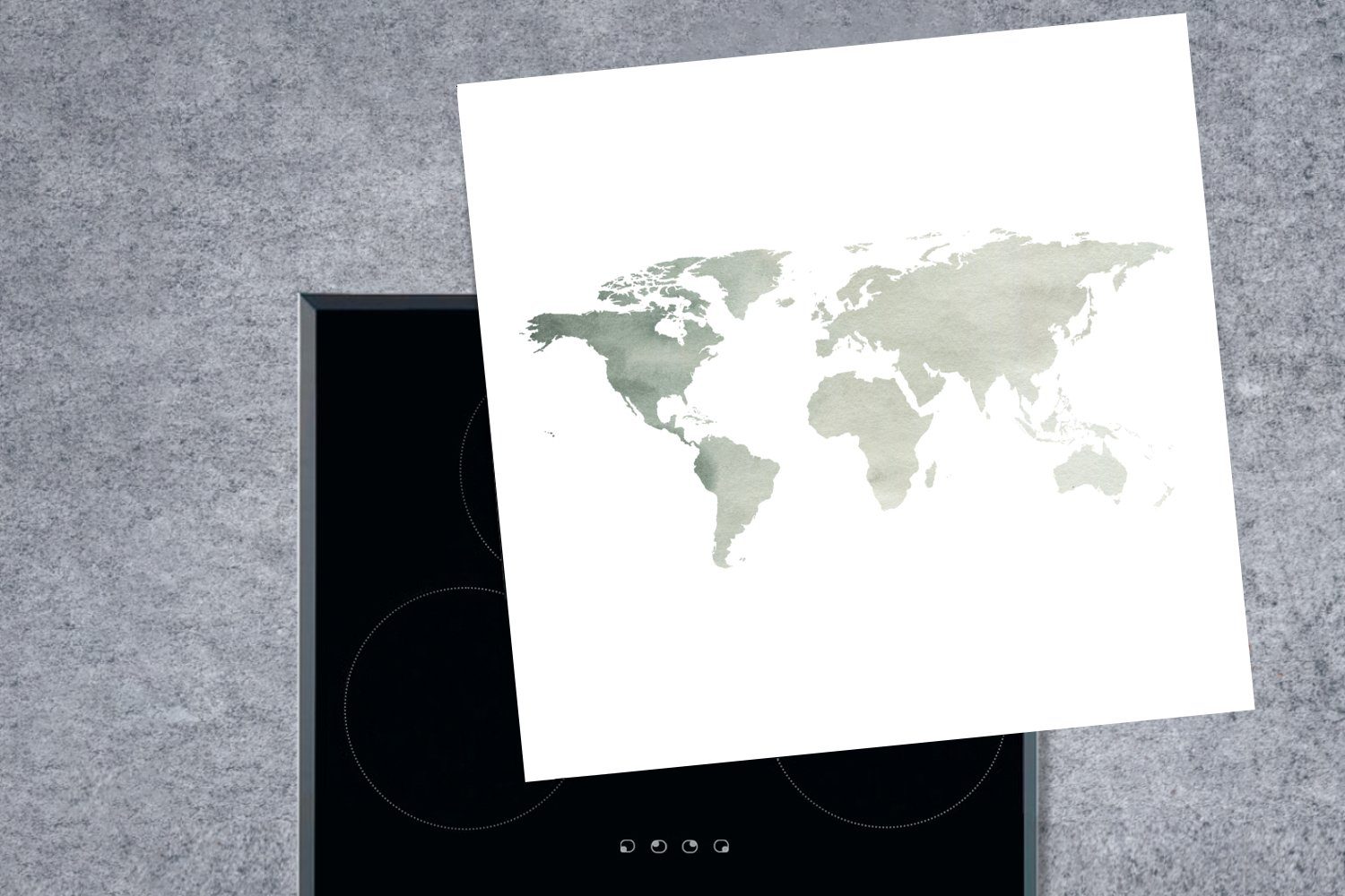 (1 - tlg), cm, küche Ceranfeldabdeckung, Vinyl, Einfach Grau, MuchoWow Weltkarte 78x78 Arbeitsplatte - für Herdblende-/Abdeckplatte
