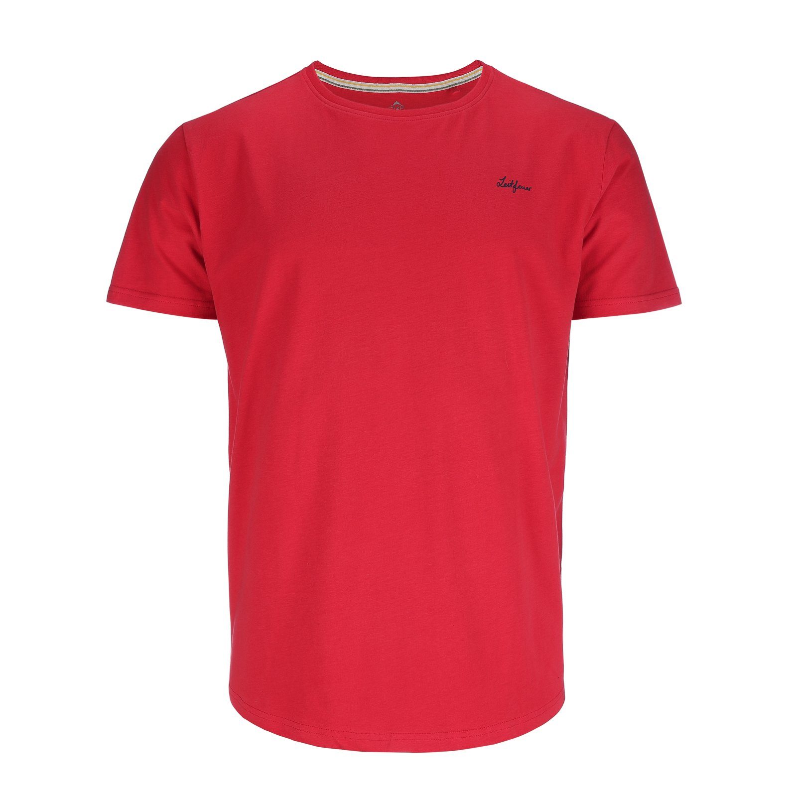 Leitfeuer T-Shirt Herren Kurzarmshirt Rundhalsshirt samtig weich Single Jersey Baumwolle rot