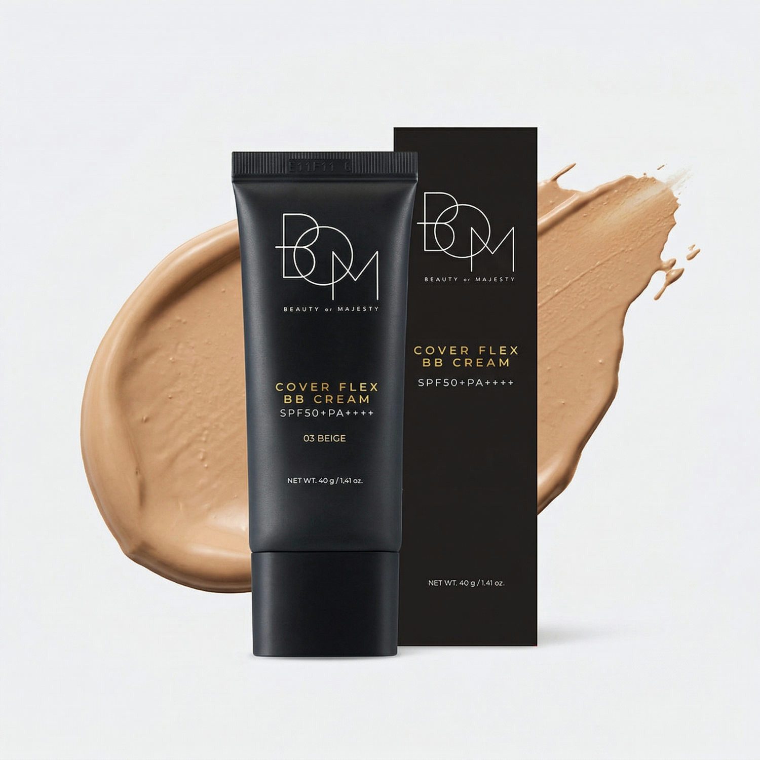 Beauty of Majesty BB-Creme Cover Flex BB Cream SPF50+ PA++++ 03 Beige 40g – Koreanische BB Cream mit Sonnenschutz, Hyaluronsäure & nahtloser Deckkraft –, Vegan – K-Beauty Make-up