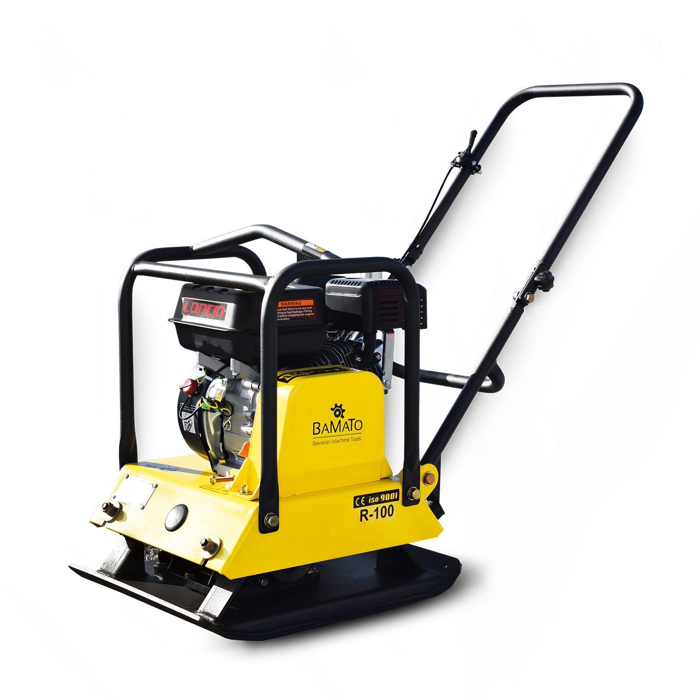 BAMATO Rüttelplatte R-100, max. 4200 vpm, 3-tlg., inklusive Gummimatte und Fahrwerk