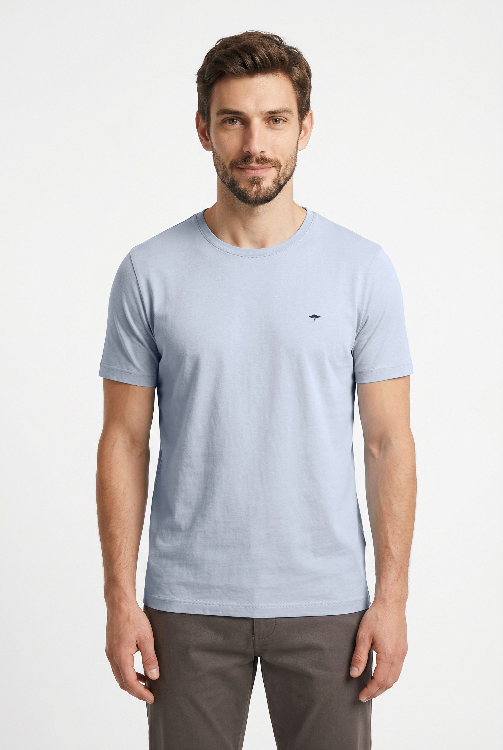 FYNCH-HATTON T-Shirt Sommershirt in unifarben, mit Logostickerei