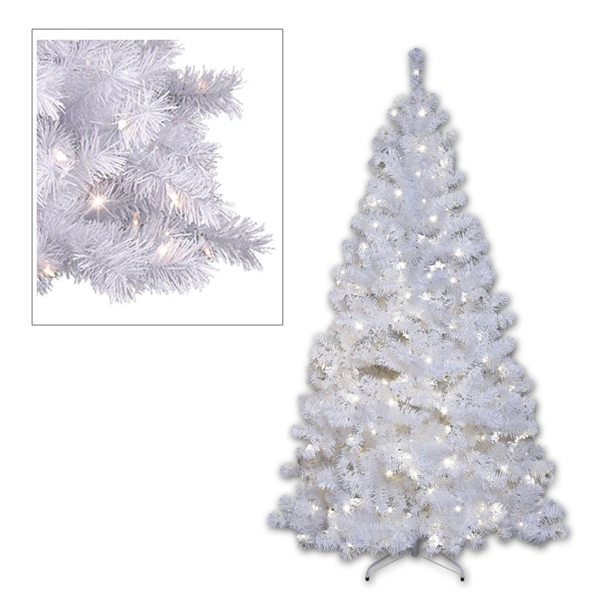 STAR TRADING Künstlicher Weihnachtsbaum LED Weihnachtsbaum weiß 210cm, 260 daylight LEDs