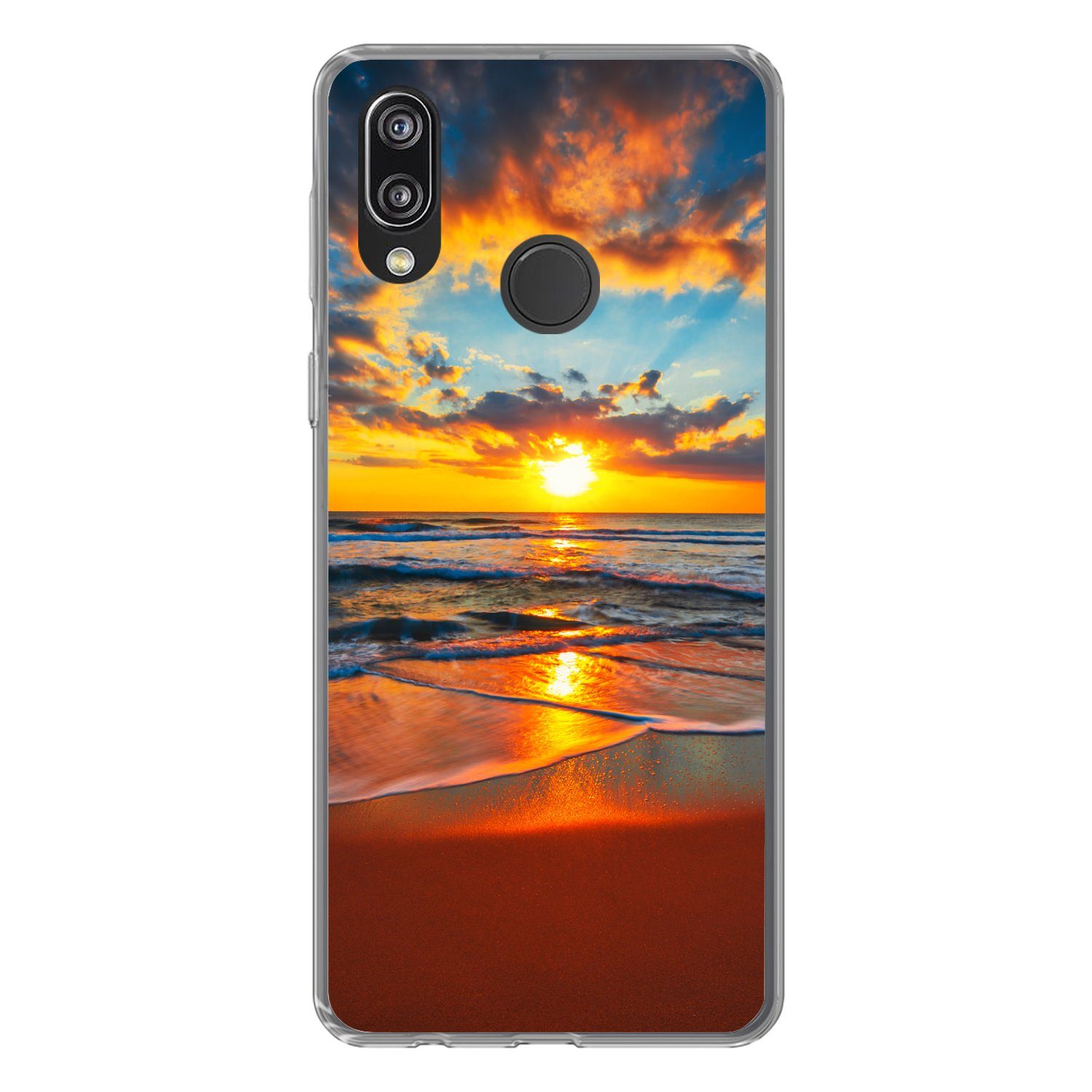 MuchoWow Handyhülle für Huawei P20 Lite (2020) Meer - Sonnenuntergang - Strand - Wolken -, Handy Case, Silikon, Bumper Case Dünn