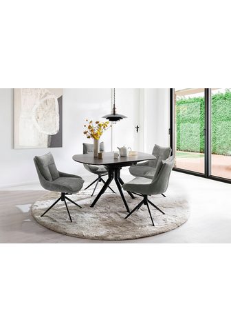 MCA furniture Valgomojo stalas RUBIKON Stalas 90-135 cm (Einzelstück) Keramik metalas Längsseitenauszug išskleidžiamas 13 mm