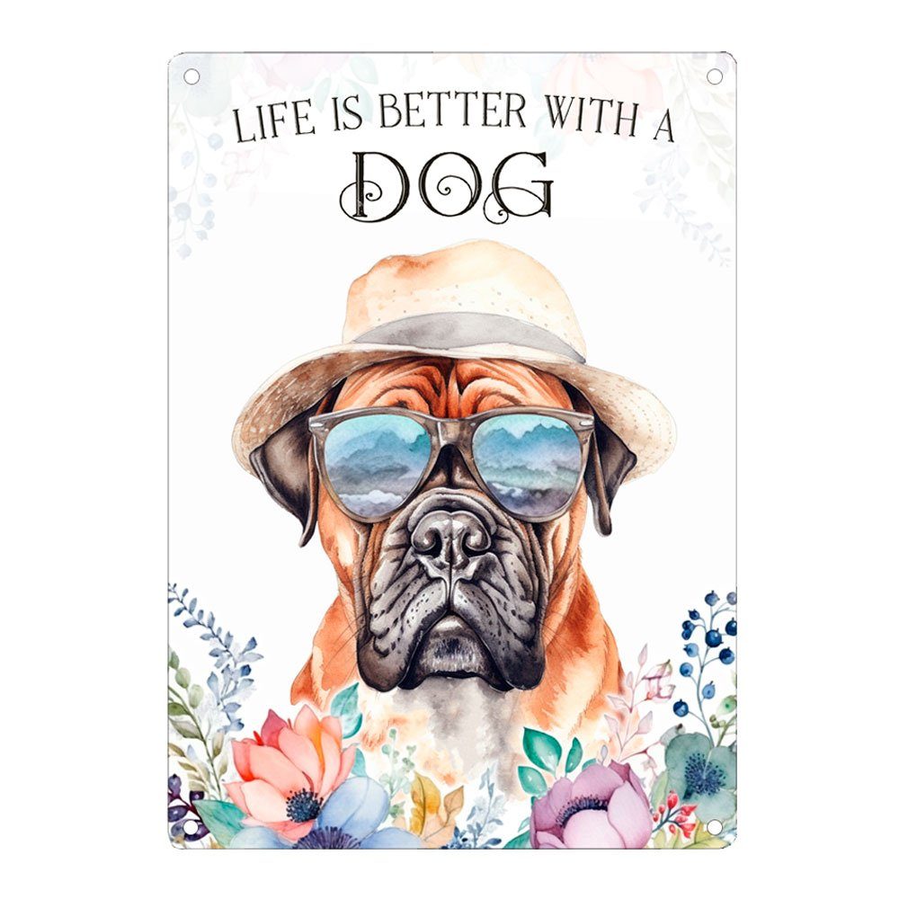 Metallschild Hundeschild BULLMASTIFF - Dekoschild mit Hunderasse, Geschenk