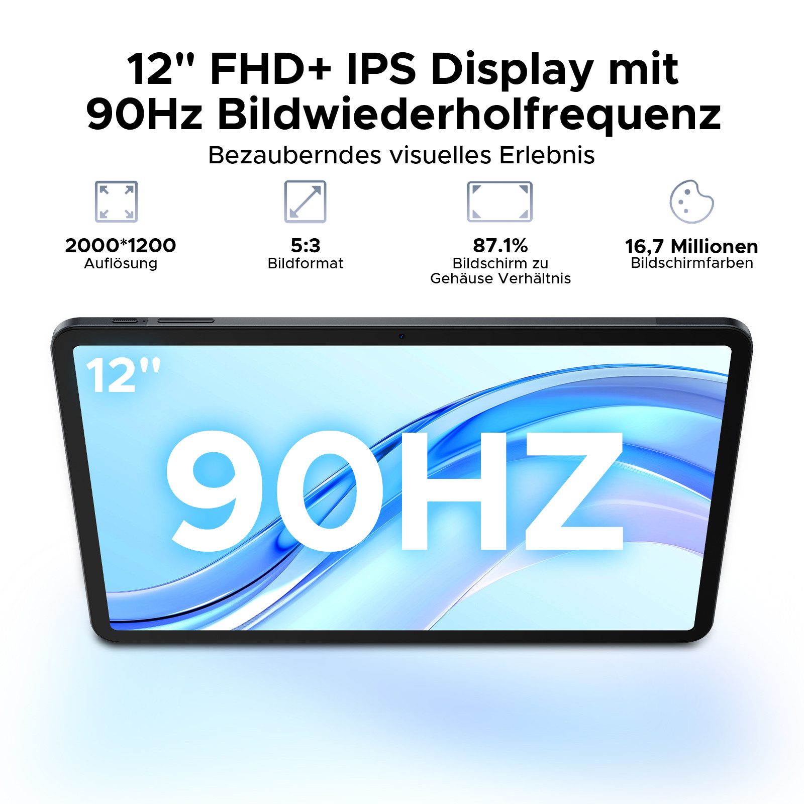 DOOGEE TAB E3 Android 15 Tablet mit SIM Card Slot, 11 Zoll Tablet (12", 256 GB, Android 15, 4G, Gemini AI, Dual 4G LTE+5G WiFi, 3,5mm Audio/GPS/Face ID/OTG)