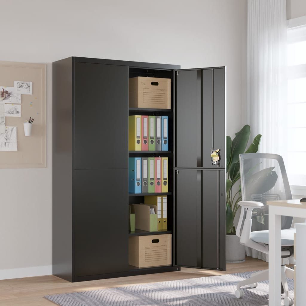 Schwarz 105x40x180 cm Aktenschrank furnicato Stahl