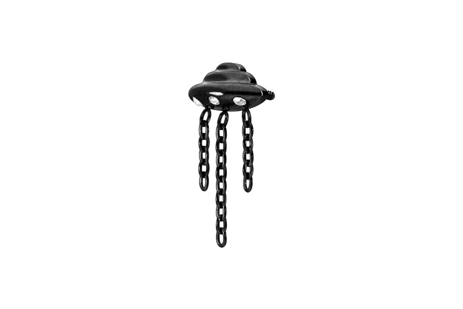 PIERCINGLINE Piercing-Set Titan Schraubaufsatz mit Außengewinde UFO + KETTEN + KRISTALLE (Schraub-Aufsätze, 1-tlg)