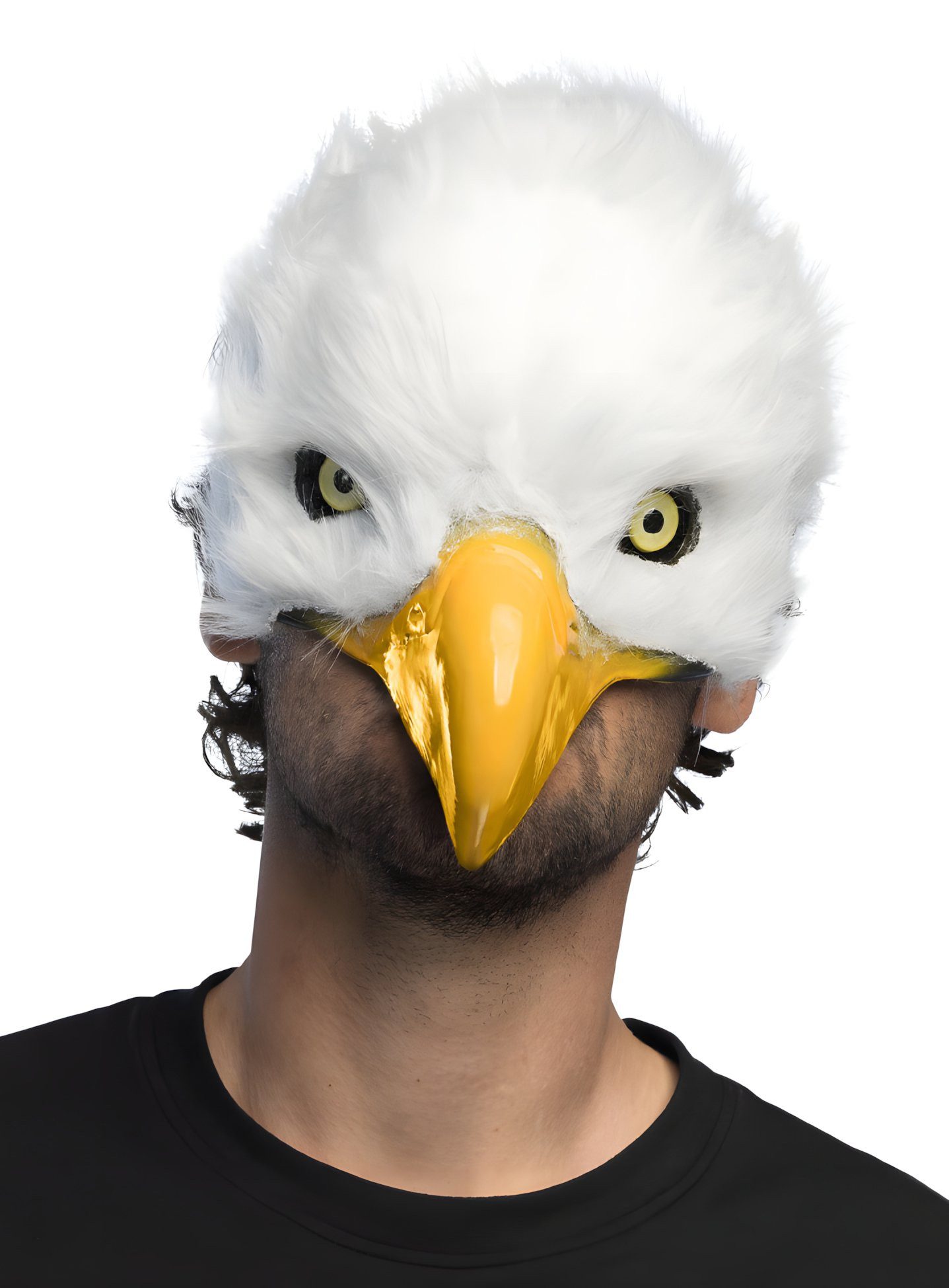 Boland Verkleidungsmaske Adler Halbmaske aus Plüsch, Lebensechte Vogelmaske mit Plüschfedern