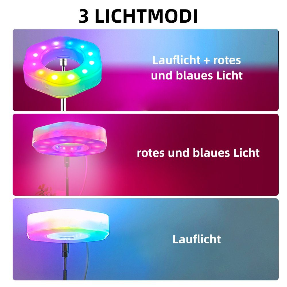 MDHAND Pflanzenlampe USB-Bodeneinbau-LED-Gießleuchte, integriert, Rot Lauflicht Blau LED fest + und