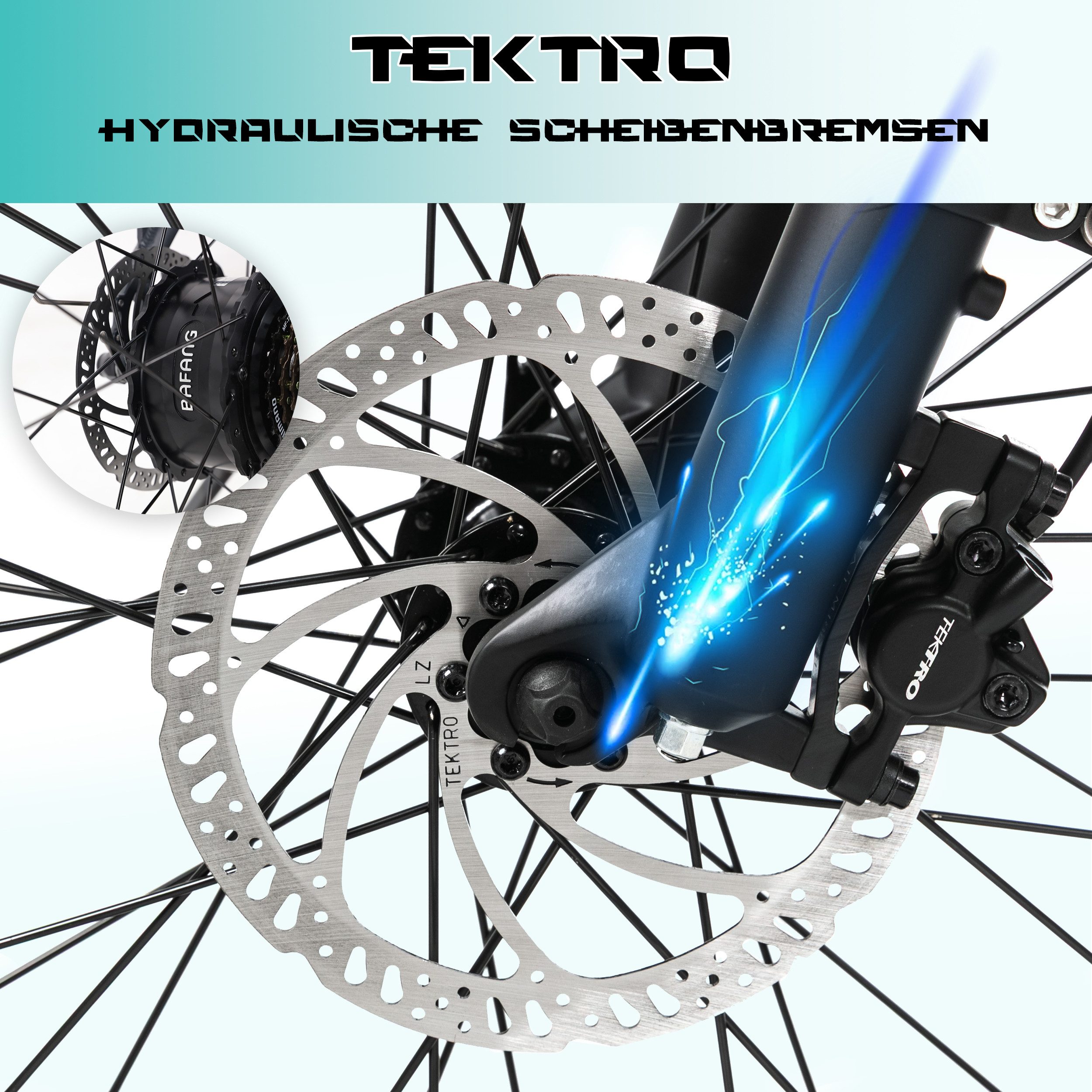 JOBOBIKE E-Bike Mountainbike 26x4 Zoll, Elektrofahrrad, max. 180km, Robin Pro, für Damen und Herren, 8 Gang Shimano, Kettenschaltung, Heckmotor, 960 Wh, Federgabel, Gefederte Sattelstütze, 5 Stufen, Bremslichtfunktion, MTB