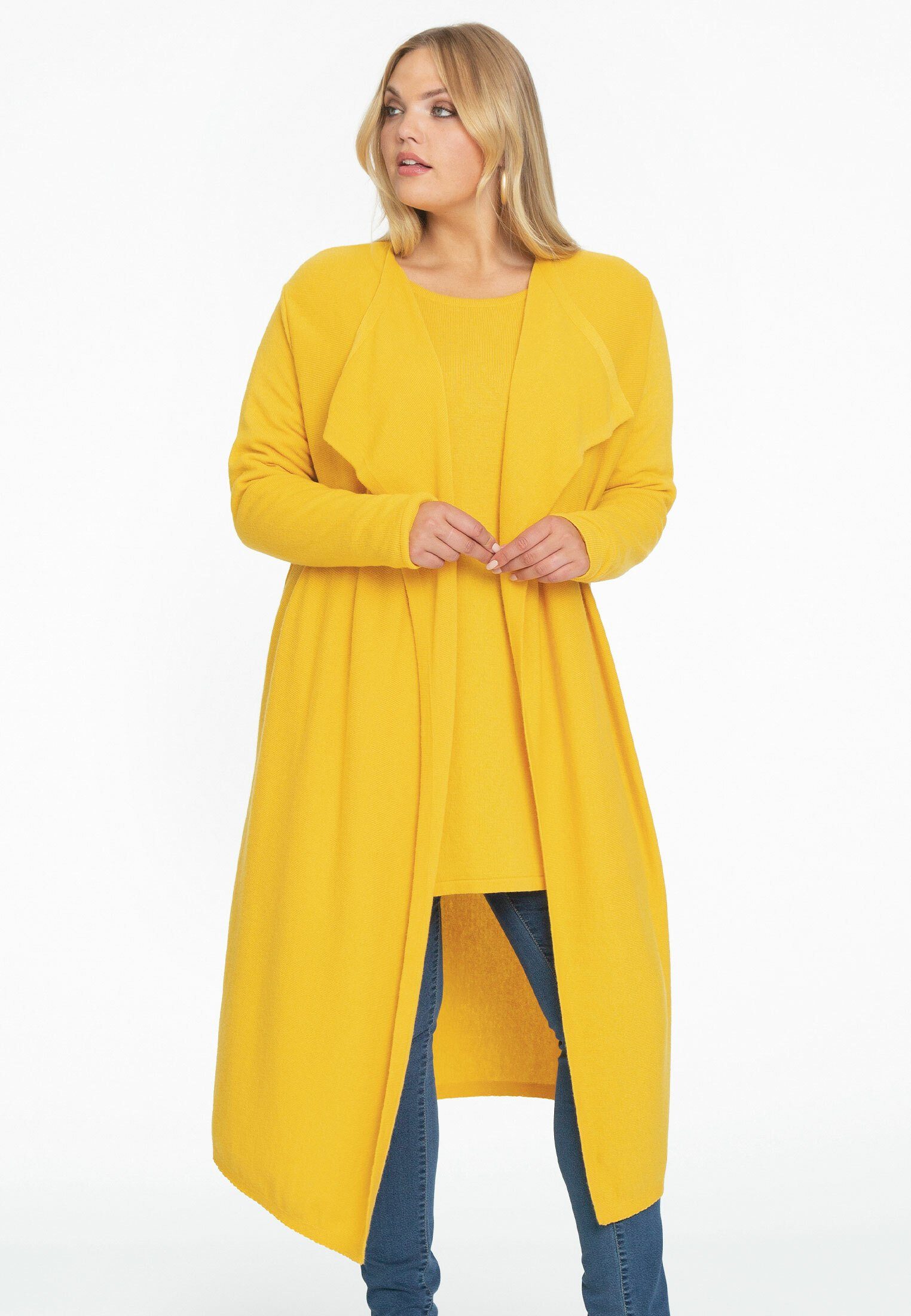 Yoek Cardigan yellow Größen Große