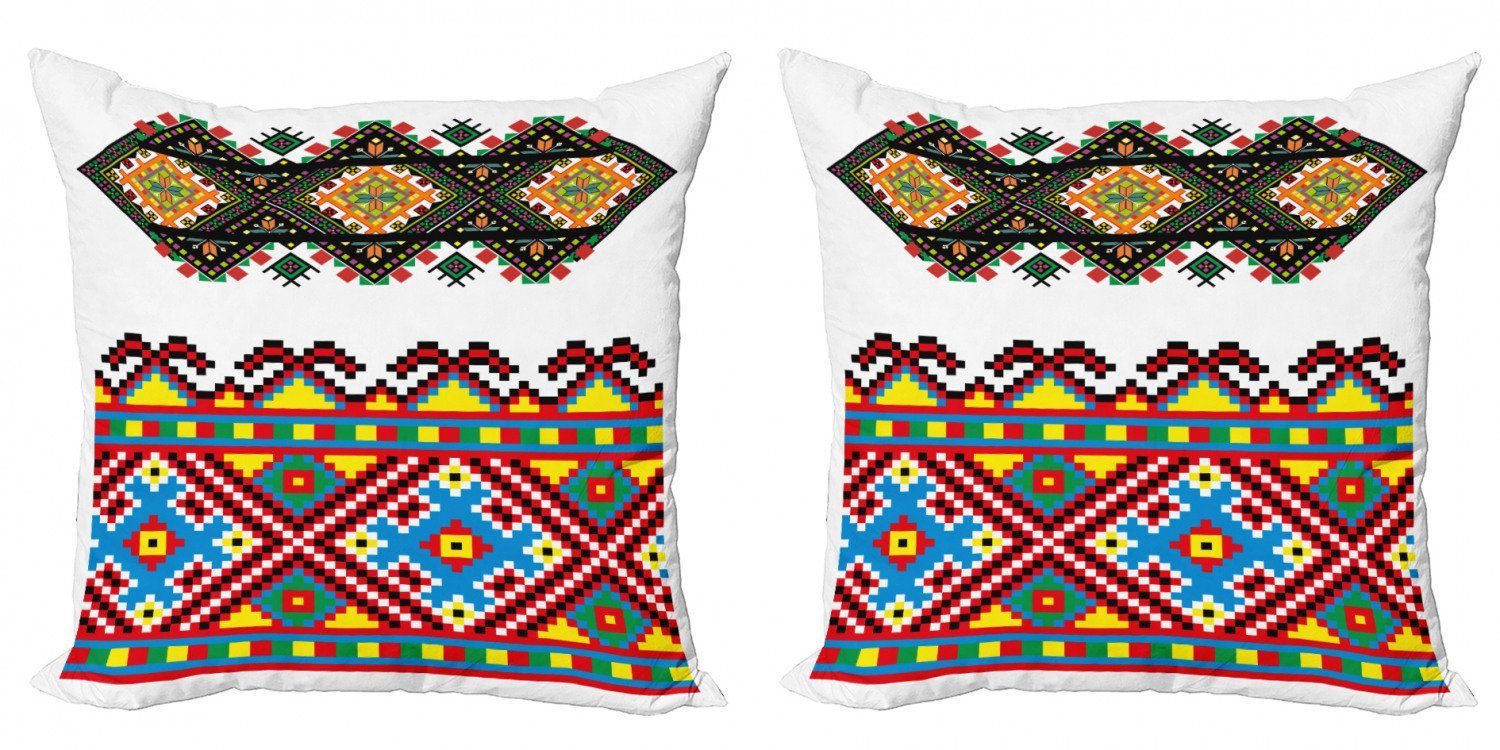 Kissenbezüge Modern Accent Doppelseitiger Digitaldruck, Abakuhaus (2 Stück), Ethnisch Retro ukrainische Verzierung